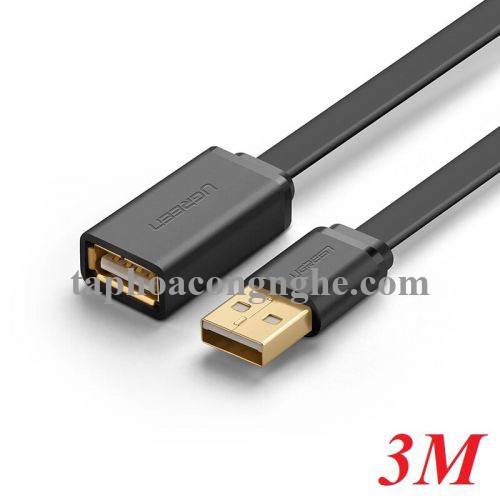 Ugreen 10890 3M màu Đen Cáp tín hiệu nối dài USB 2.0 lõi thuần đồng dáng dẹt US103 30010890